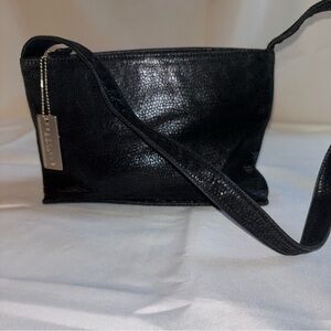 Kenneth Cole Reaction Black Faux Snakeskin Shoulder Bag